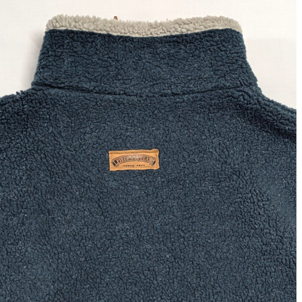 Field & Stream Mens XXL Navy Blue Sherpa Fleece Full Zip Vest Made in USA